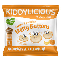 KIDDYLICIOUS Ovocno-zeleninové gombíky banán s tekvicou 6 g