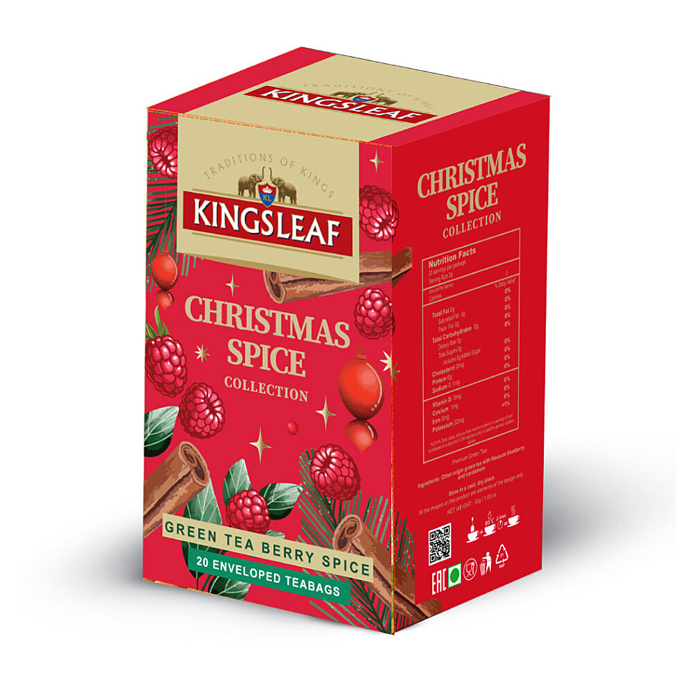 KINGSLEAF Xmas green berry spice zelený čaj 20 sáčkov