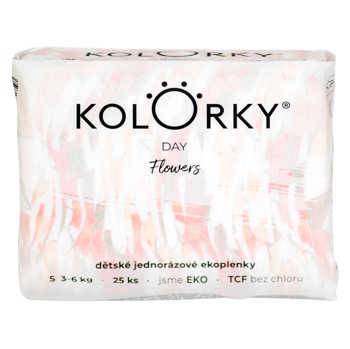 KOLORKY DAY Jednorazové EKO plienky kvety S (3-6 kg) 25 kusov