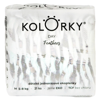 KOLORKY DAY Jednorazové EKO plienky perie M (5-8 kg) 21 kusov