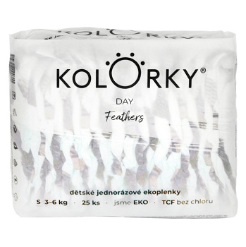 KOLORKY DAY Jednorazové EKO plienky perie S (3-6 kg) 25 kusov (Plienky 2 (3 - 6 kg)) - Ekologické - obrázok 2/4