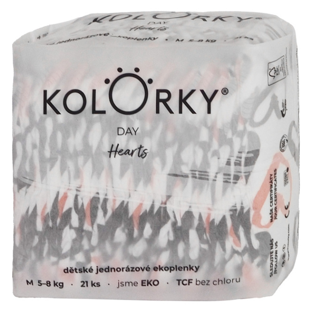 KOLORKY DAY Jednorazové EKO plienky srdce M (5-8 kg) 21 kusov kúpite na Mojalekaren.sk