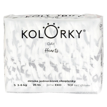 KOLORKY DAY Jednorazové EKO plienky srdce S (3-6 kg) 25 kusov (Plienky 2 (3 - 6 kg)) - Ekologické - obrázok 4/4