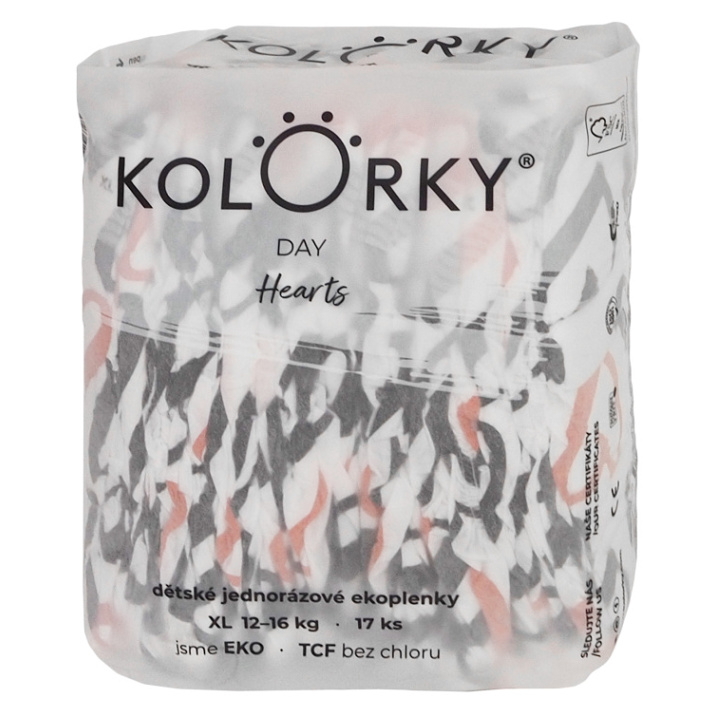 KOLORKY DAY Jednorazové EKO plienky srdce XL (12-16 kg) 17 kusov kúpite na Mojalekaren.sk