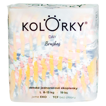 KOLORKY DAY Jednorazové EKO plienky štetce L (8-13 kg) 19 kusov (Plienky 4 (7 - 18 kg)) - Ekologické - obrázok 4/4