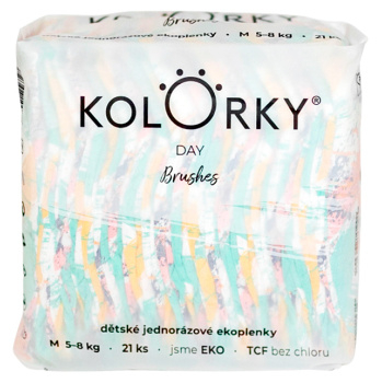 KOLORKY DAY Jednorazové EKO plienky štetce M (5-8 kg) 21 kusov (Plienky 3 (4 - 10 kg)) - Ekologické - obrázok 3/4