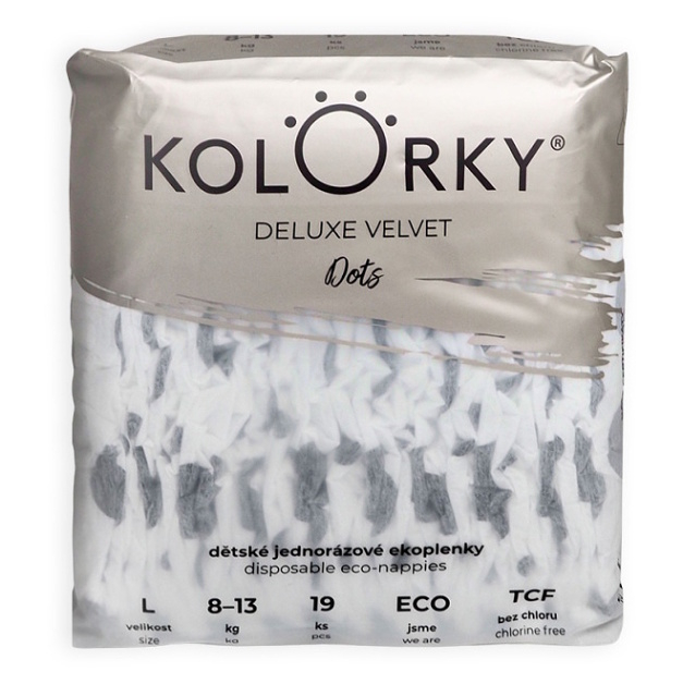 KOLORKY DELUXE VELVET Bodky veľ. L (8-13 kg) 19 ks kúpite na Mojalekaren.sk