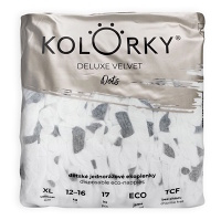 KOLORKY DELUXE VELVET jednorazové EKO plienky so zamatovým povrchom bodky XL (12-16 kg) 17 kusov