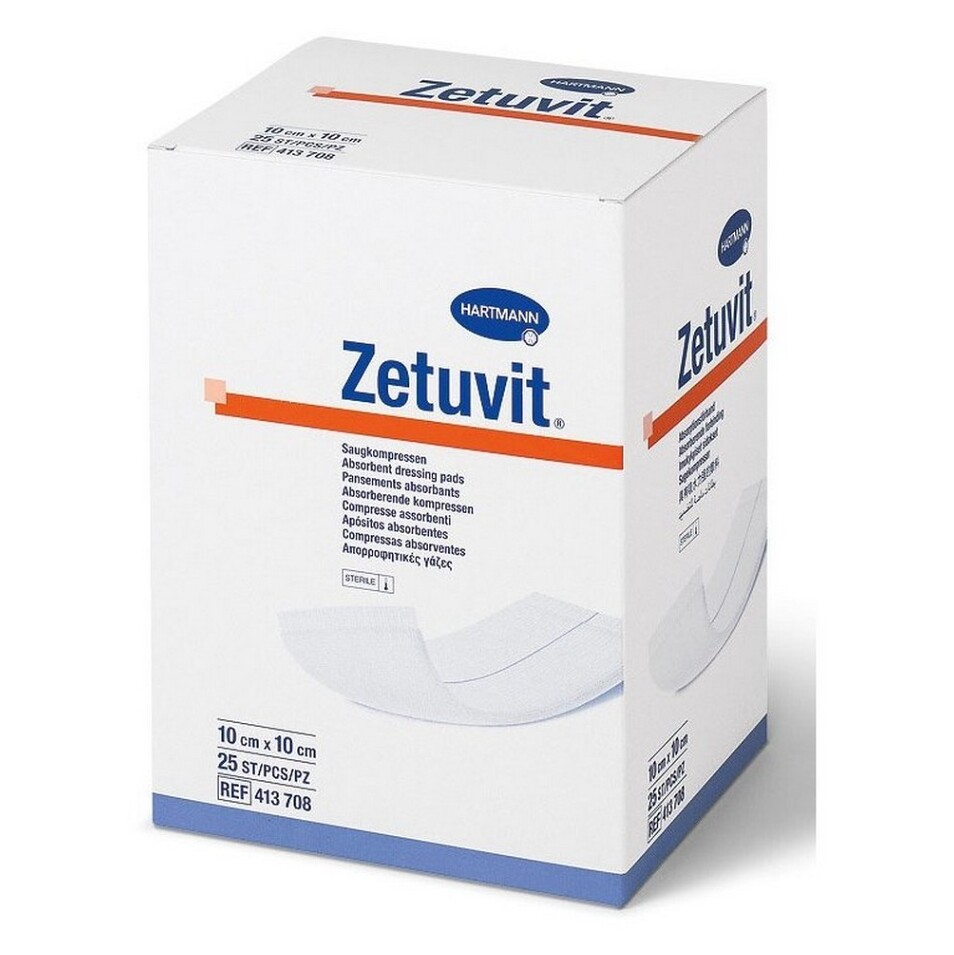 ZETUVIT kompres sterilné 10x20 cm nepriľnavý 25 ks