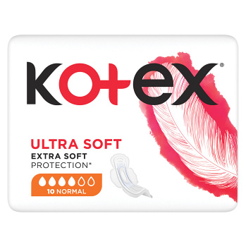 KOTEX Ultra Soft Dámske hygienické vložky Normal 10 kusov (Menštruačné vložky) - Normal