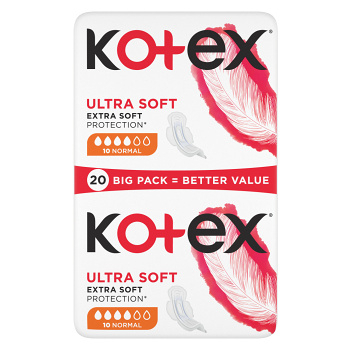 KOTEX Ultra Soft Dámske hygienické vložky Normal 20 kusov (Menštruačné vložky) - Normal