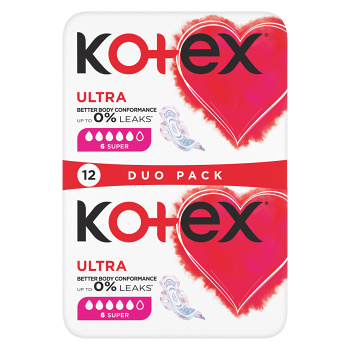 KOTEX Ultra Dámske hygienické vložky Super 12 kusov (Menštruačné vložky) - Super