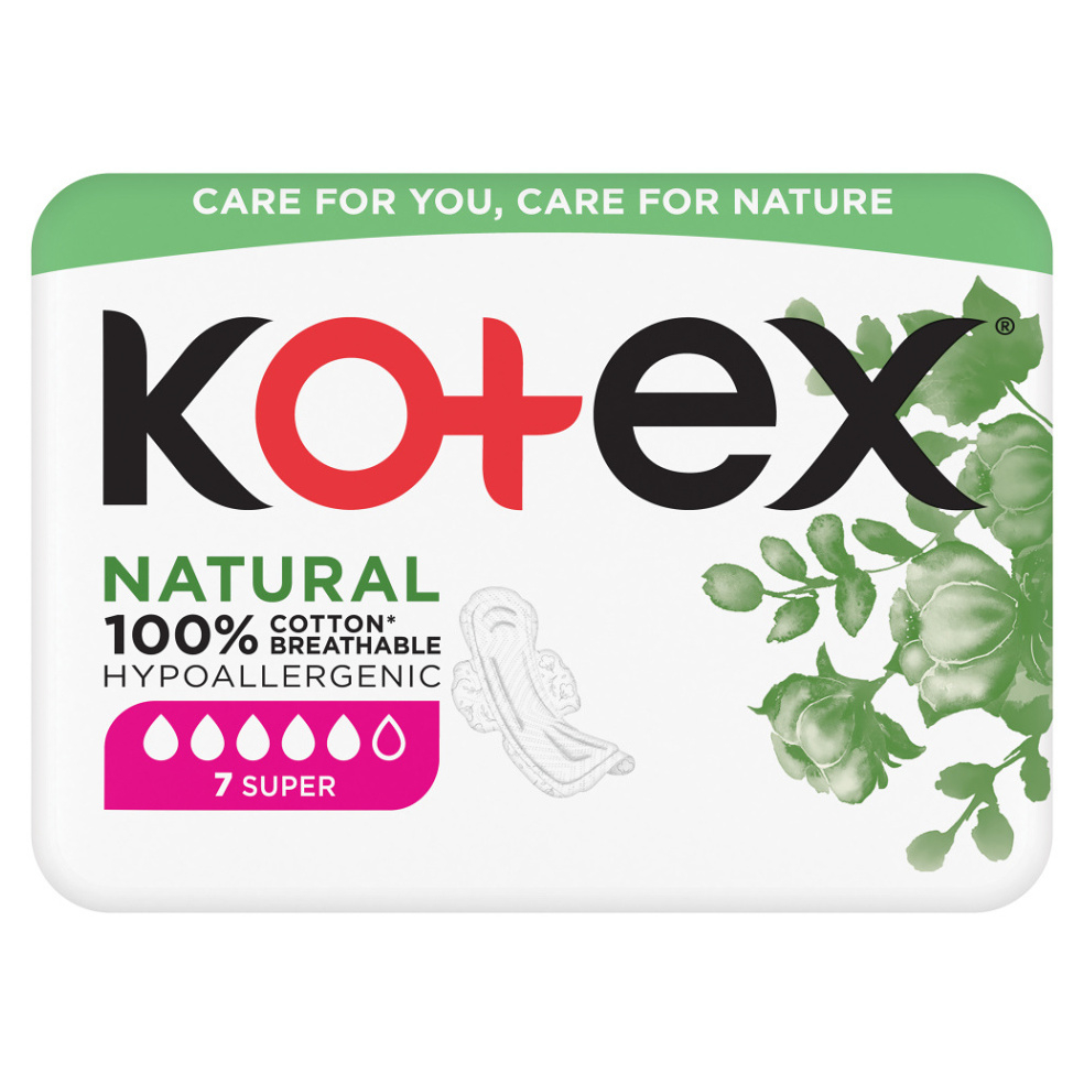 KOTEX Natural Dámske hygienické vložky Super 7 kusov kúpite na Mojalekaren.sk