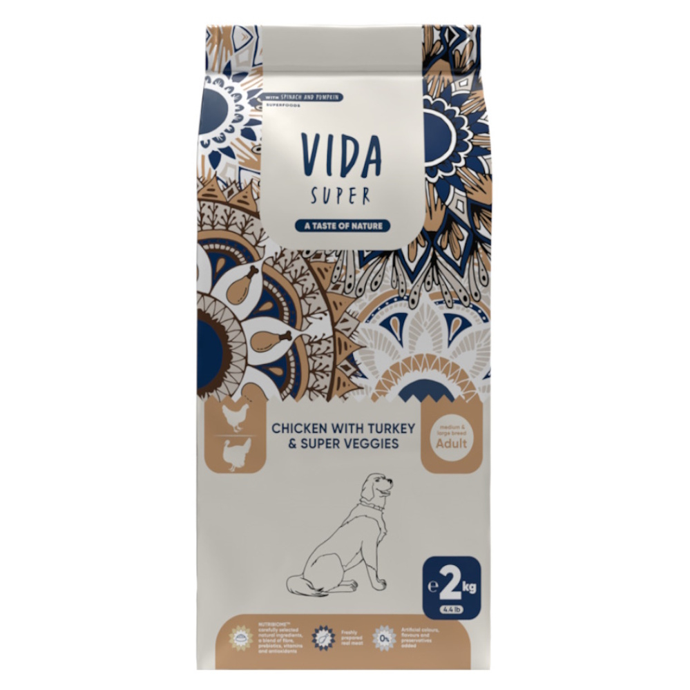 KRAFTIA Vida Super Adult M/L Chicken&Turkey granule pre psov, Hmotnosť balenia (g): 2 kg