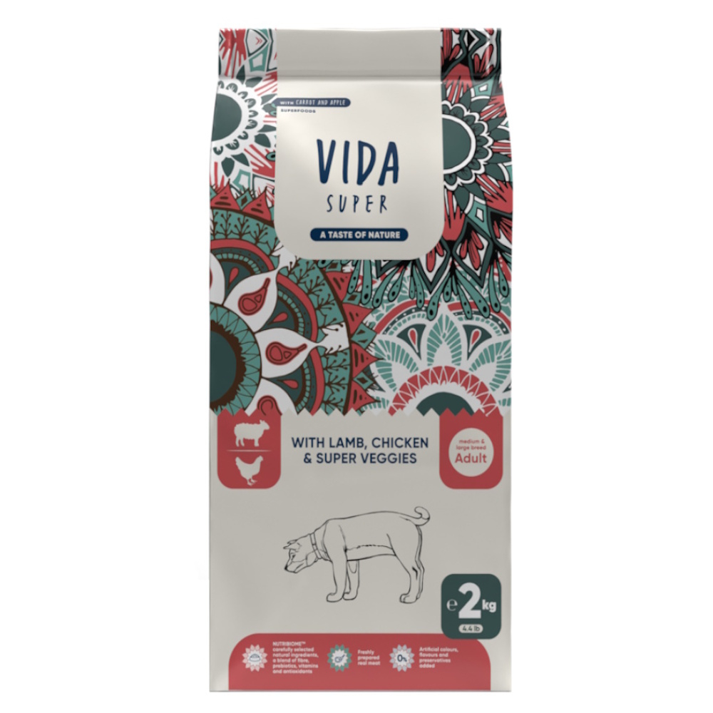 KRAFTIA Vida Super Adult M/L Lamb & Chicken granule pre psov, Hmotnosť balenia (g): 2 kg