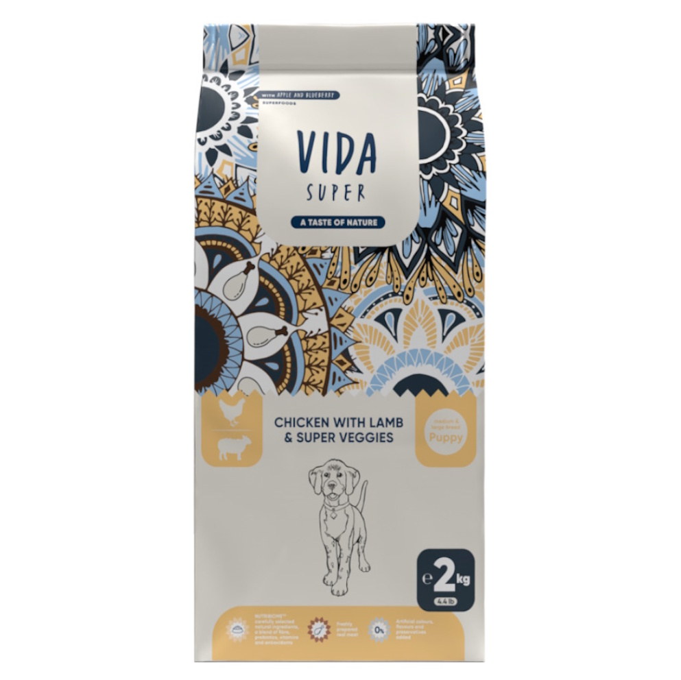 KRAFTIA Vida Super Puppy M/L Chicken & Lamb granule pre šteňatá, Hmotnosť balenia (g): 12 kg