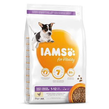 IAMS Dog Puppy Small & Medium Chicken granule pre psov 1 kus, Hmotnosť balenia (g): 3 kg (Granule pre psov)