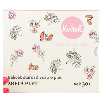 KVITOK Starostlivosť o zrelú pleť 30+ Čistiaci olej 30 ml + Kvetinová voda 30 ml + Denný krém 15 ml + Nočný krém 15 ml Darčekové balenie (Prírodná pleťová kozmetika)