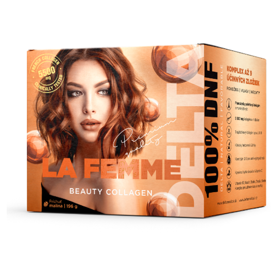 Delta Medical La Femme Beauty Collagen kolagén pre krásne vlasy, pleť a nechty príchuť Respberry 196 g