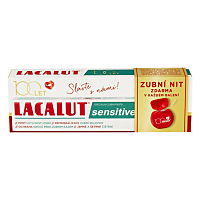 LACALUT Sensitive zubná pasta 75ml + dentálna niť 100 rokov edícia