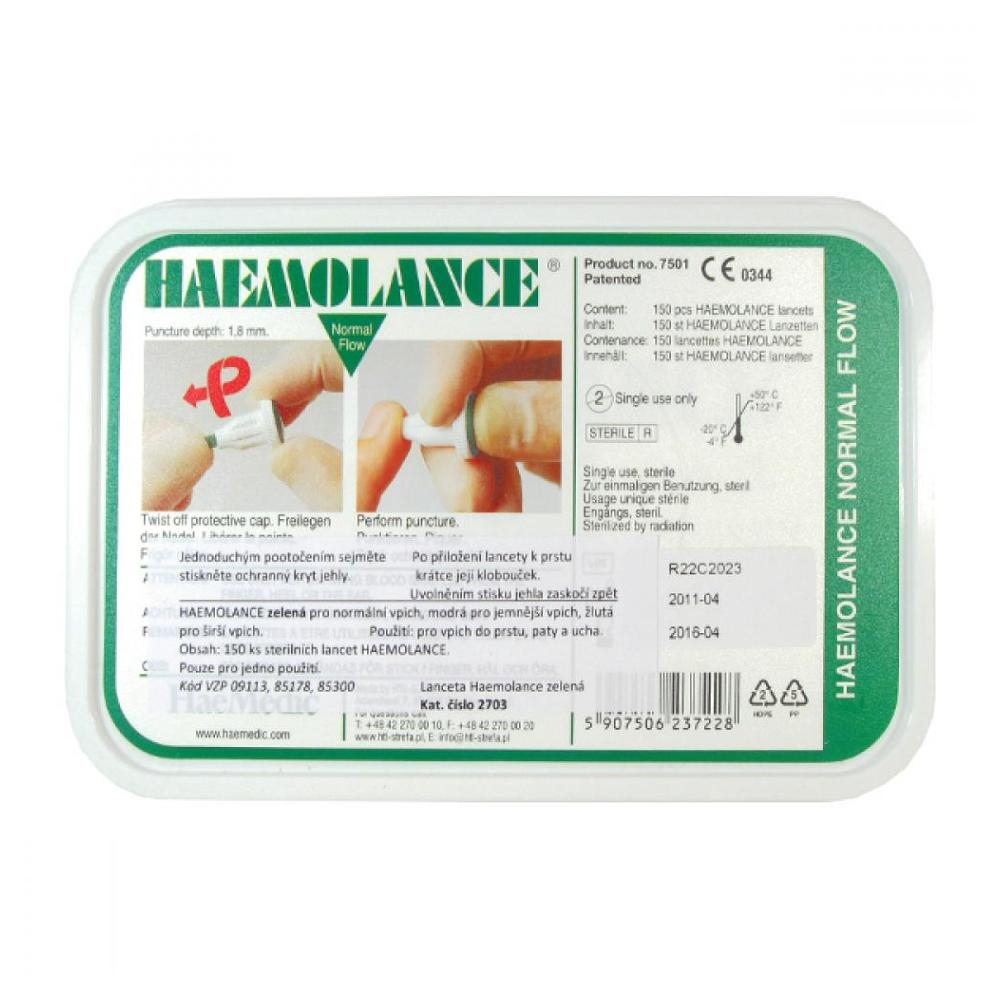 E-shop HAEMOLANCE Lancety pre dospelých zelené 2703 100 kusov