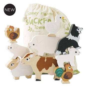 LE TOY VAN Skladacia veža farma (Vkladačky, spojovačky a puzzle) - Ostatné, Zvieracie, Balančné, Skladacia