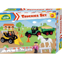 LENA Truckies set farma traktor s prívesom, nakladač s doplnkami