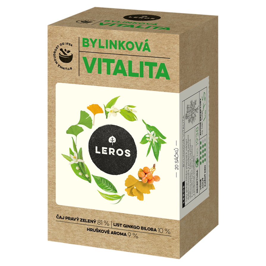 Leros Bylinková vitalita s ginkgom zelený čaj pre zdravé srdce a cievy 20 ks kúpite na Mojalekaren.sk