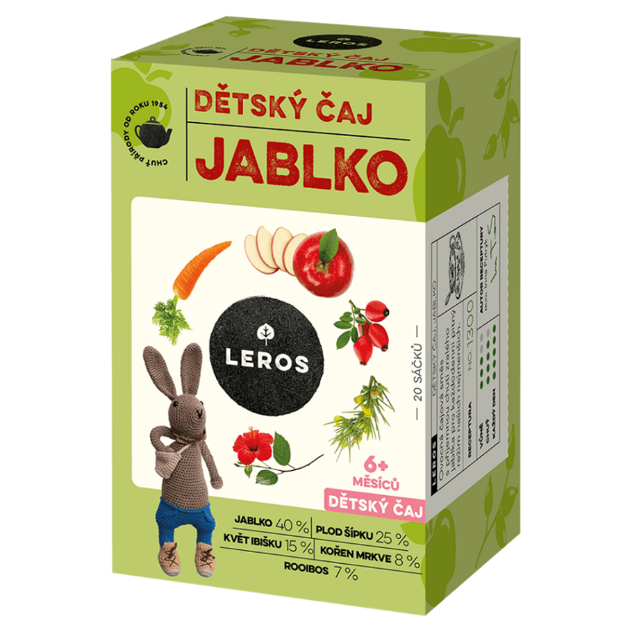 LEROS DETSKÝ ČAJ JABLKO nálevové vrecká (od 6+ mesiacov) 20x2g (40g) kúpite na Mojalekaren.sk