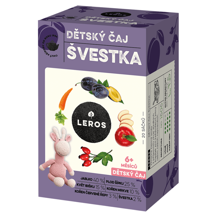 LEROS DETSKÝ ČAJ SLIVKA nálevové vrecká (od 6+ mesiacov) 20x2g (40g) kúpite na Mojalekaren.sk