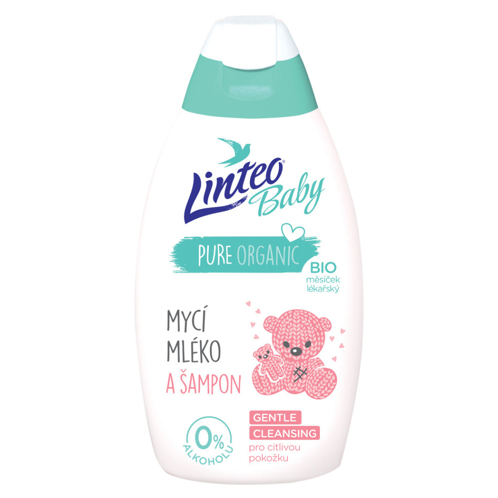 LINTEO Baby Umývacie mlieko a šampón s Bio nechtíkom lekárskym 425 ml