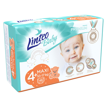 LINTEO Baby Premium Detské plienky MAXI+ 10-17 kg 46 ks