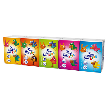 LINTEO Kids Papierové vreckovky 3-vrstvové Mini 10x10 ks