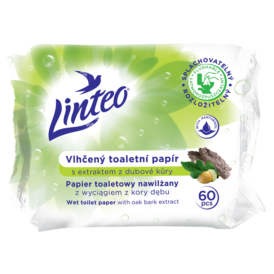 LINTEO SATIN Vlhčený toaletný papier z dubovej kôry 60ks