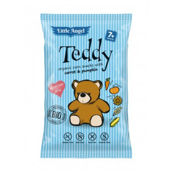 LITTLE ANGEL Teddy kukuričný snack mrkva a tekvica BIO 4x 15 g