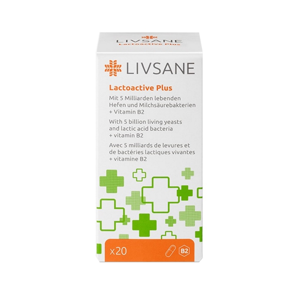 Obrázok LIVSANE Laktoaktívne kapsuly plus vitamín B2 20 kapsúl