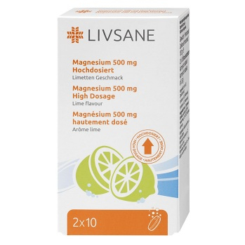 LIVSANE Magnézium 500 mg Lime 20 šumivých tabliet