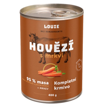 LOUIE Konzerva pre psov hovädzie s mrkvou 400 g (Konzervy pre psov) - Monoproteinové