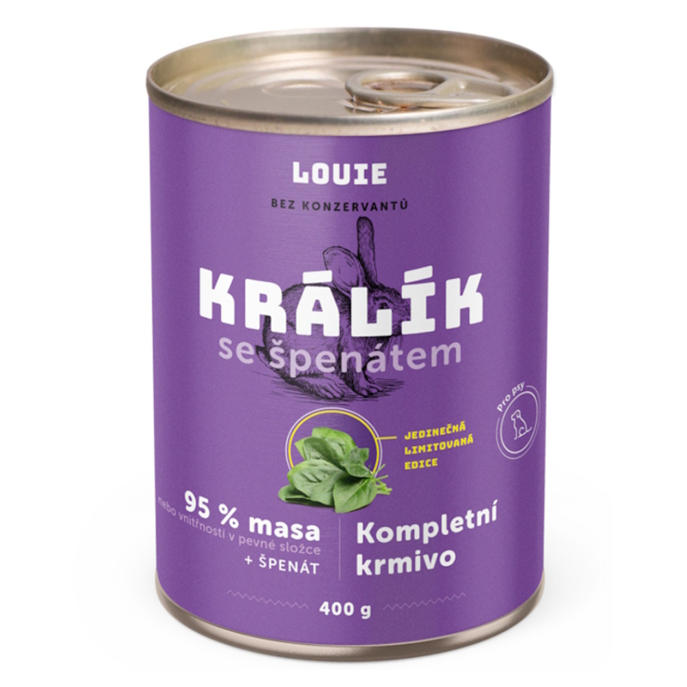 E-shop LOUIE Konzerva pre psov králik so špenátom 400 g