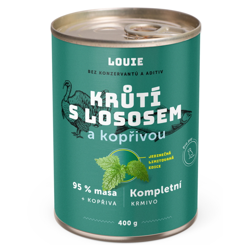 E-shop LOUIE Morčacie s lososom a žihľavou konzerva pre psov 400 g