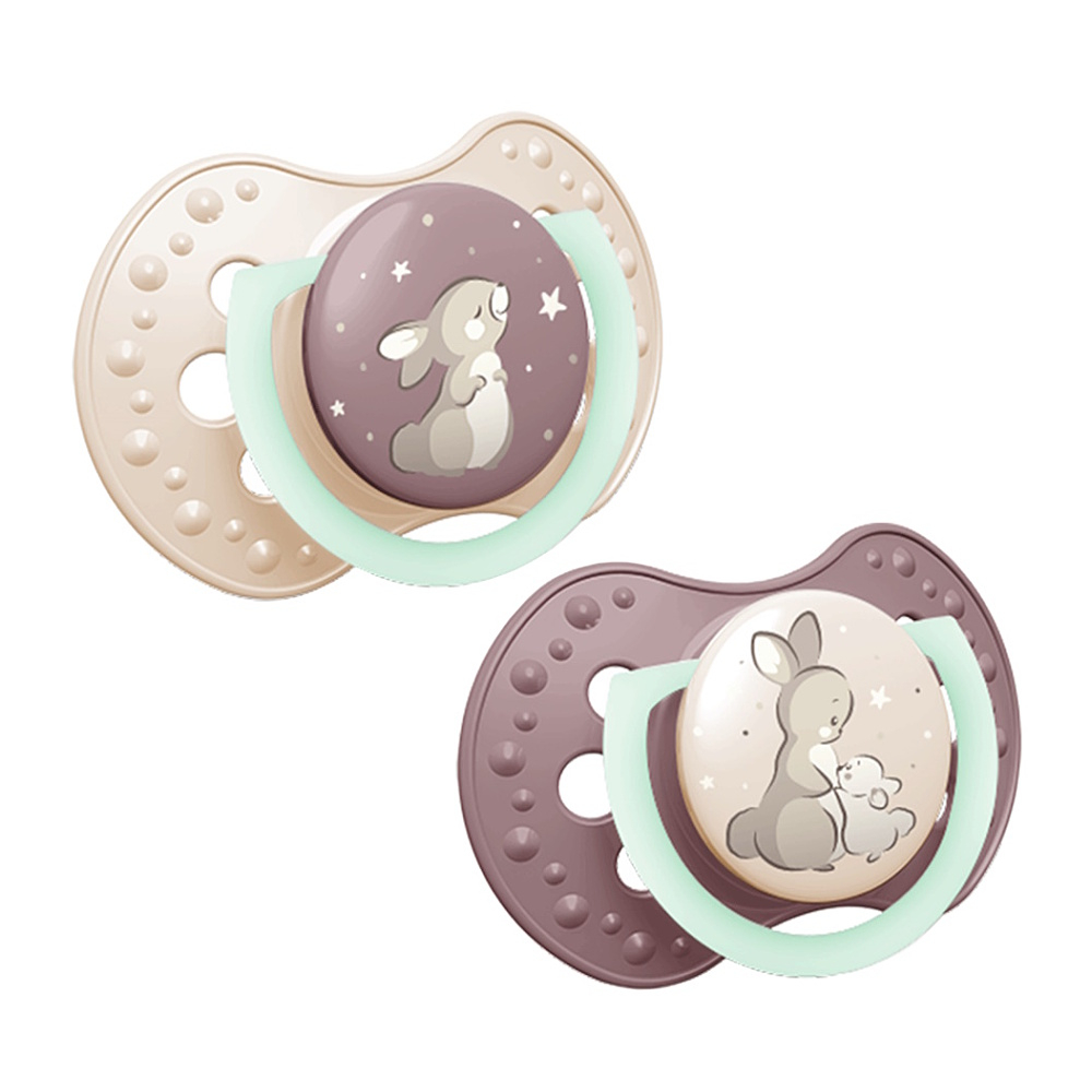 LOVI Cumlík svietiaci silikónový dynamický night&day 0-6m holka 2 kusy