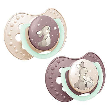 LOVI Cumlík svietiaci silikónový dynamický night&day 0-6m holka 2 kusy (Cumlíky pre deti 0 - 6 mesiacov) - Ružové