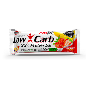 AMIX Low carb 33% protein bar jahoda a banán 60 g