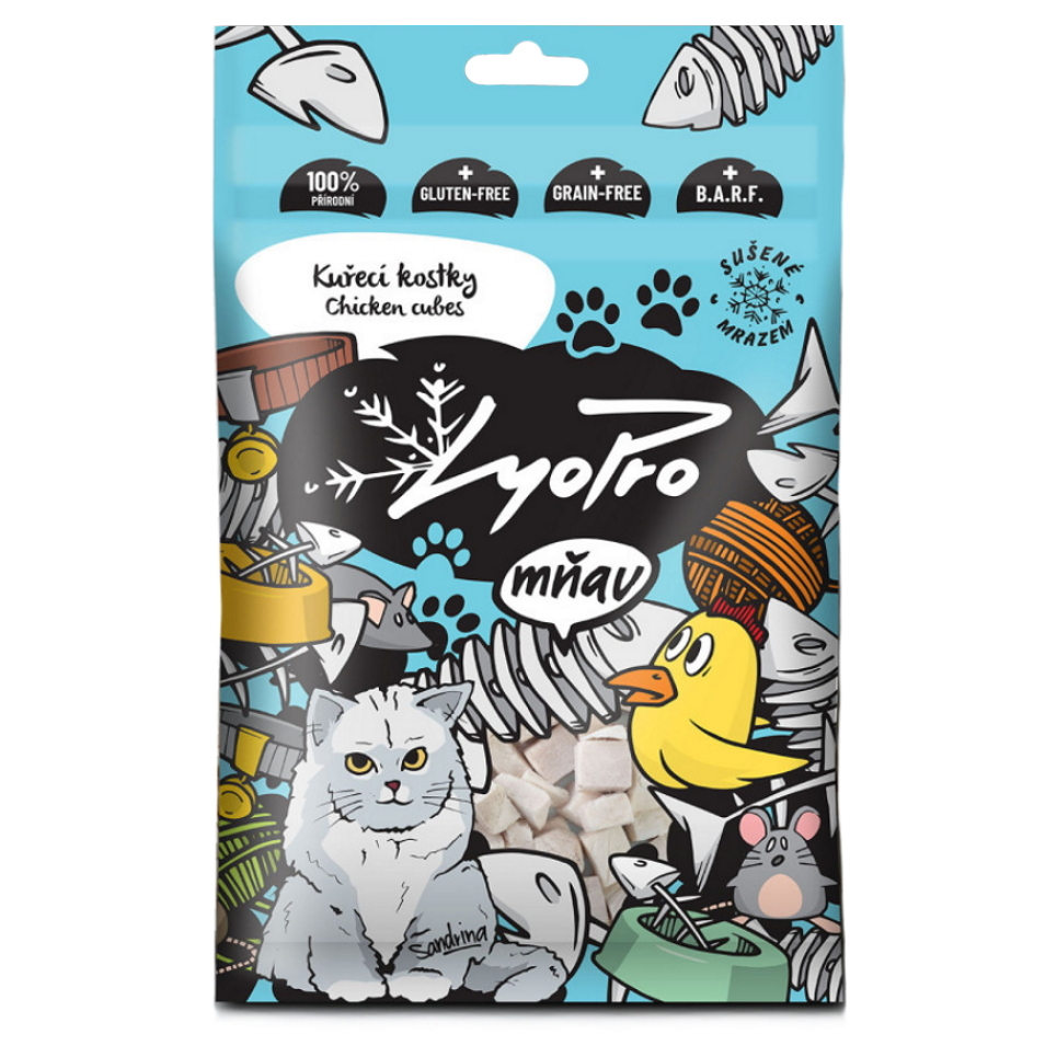 E-shop LYOPRO Mrazom sušené kuracie kocky pre mačky 50 g