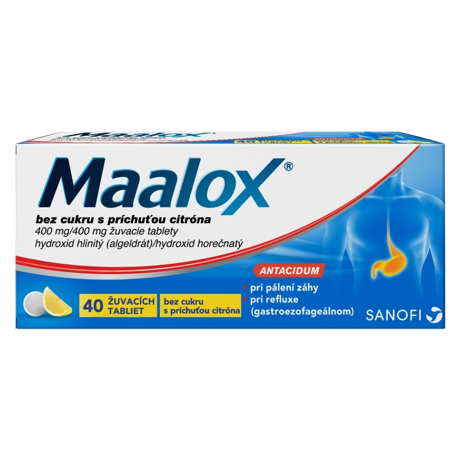 MAALOX Bez cukru citrón 400 mg 40 žuvacích tabliet kúpite na Mojalekaren.sk