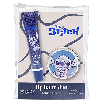 MAD BEAUTY Stitch denim set starostlivosti o pery balzam 10ml a lesk 12ml (Detská dekoratívna kozmetika a parfumy) - Hydratačný, Ochranný