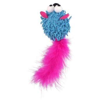 MAGIC CAT Rainbow Relax myš s pierkom a šantou mačacia modrá 6 cm (Hračky pre mačky)