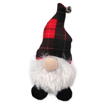 MAGIC CAT Winter Tale trpaslík so šantou čiapka červeno-čierna 15 cm (Hračky pre mačky)
