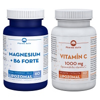 PHARMA ACTIV Magnesium + B6 FORTE 60 kapsúl + Vitamín C 1000 mg 60 kapsúl