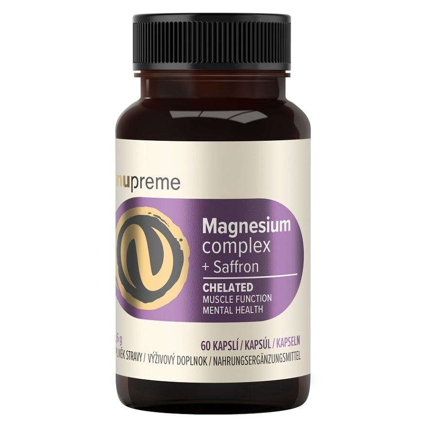 Nupreme Magnesium Complex + Saffron Chelated kapsuly pre normálnu činnosť nervovej sústavy a normálny stav zubov 60 cps kúpite na Mojalekaren.sk